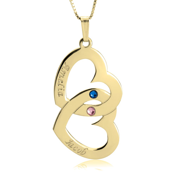 10KT White Gold + Yellow Gold Linked Double Heart Necklace – LSJ